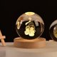 thumbnail image 3 of Bola De cristal navideña con grabado láser 3D, muñeco De nieve, ciervo, Base De madera con Luz LED, bola De cristal blanca cálida, Luz De Navidad, 3 of 4