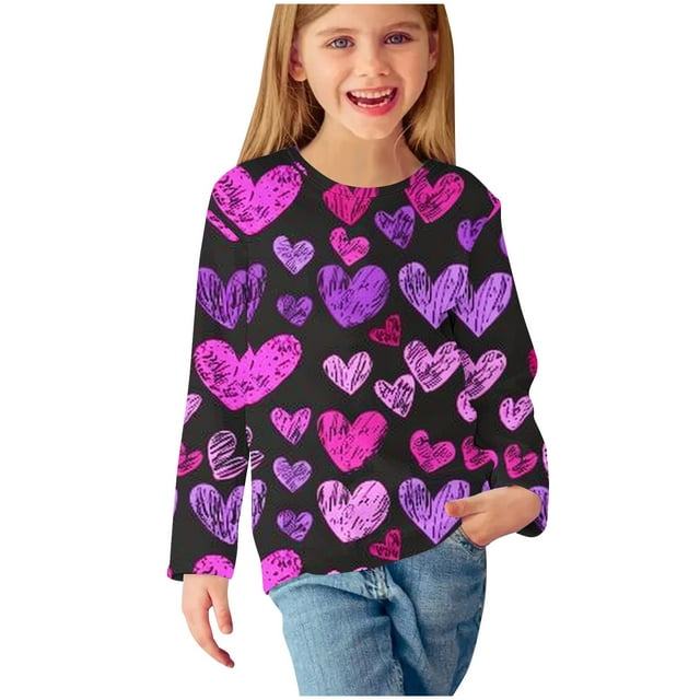 Funicet Chemises à Manches Longues pour Filles, Robe à Manches Longues, Chemises à Manches Longues à Imprimés pour Filles, Jolis Chandails Ras du Cou, Blouses Habillées Décontractées, Vêtements, Chemises à Manches Longues, Chemises à Manches Longues pour Filles