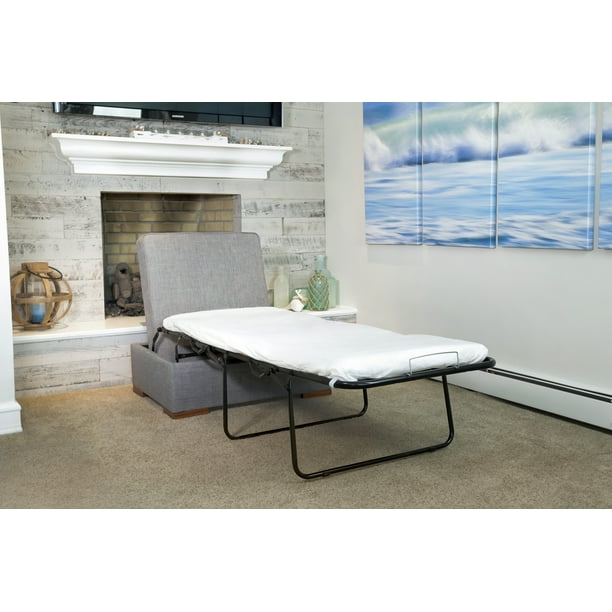 They're great for small bedrooms or homes where storage is limited. ibed convertible ottoman guest bed in gray fabric
