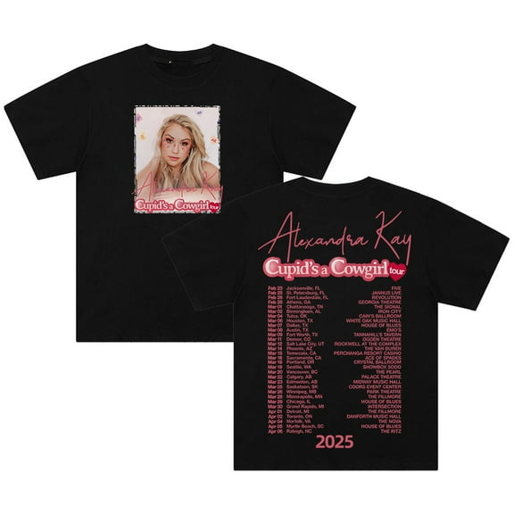 Alexandra Kay Cupid's a Cowgirl Tour 2025 T-shirt Short Sleeve Cotton Tee Men Women Streetwear Tops
