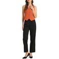 thumbnail image 2 of Chaleco sin mangas de botón y cuello en V para mujer INSPIRE CHIC, color naranja, talla L, 2 of 6