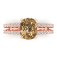 thumbnail image 2 of 3.96ct cushion cut champagne Zircon 18k rose gold Bridal Wedding Engagement Promise Anniversary Ring for Women size 9, 2 of 7