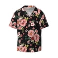 thumbnail image 3 of Goofa Rose Flowers Printed Men's Casual Short-sleeved Shirt,Lightweight Breathable Button-down,Summer Casual men's top,Versatile Fashion shirt-XX-Large, 3 of 7
