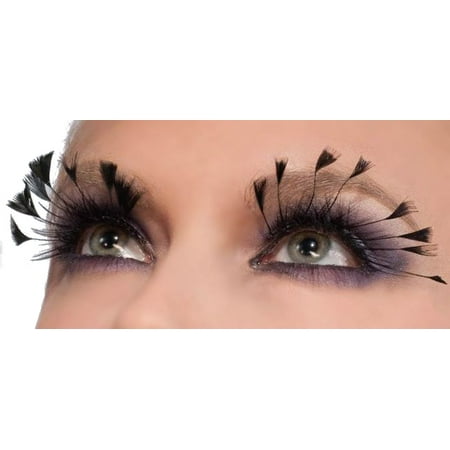 Women's  Black Fairy Costume Eyelashes With Small Feather Tips