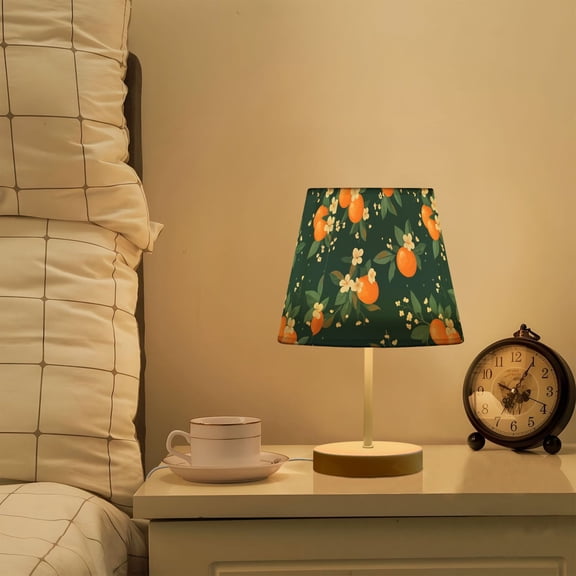 Yayeee Mini Table Lamp 10.8" Dimmable with Fabric Shade 3 Color Temperatures, Blue Oranges