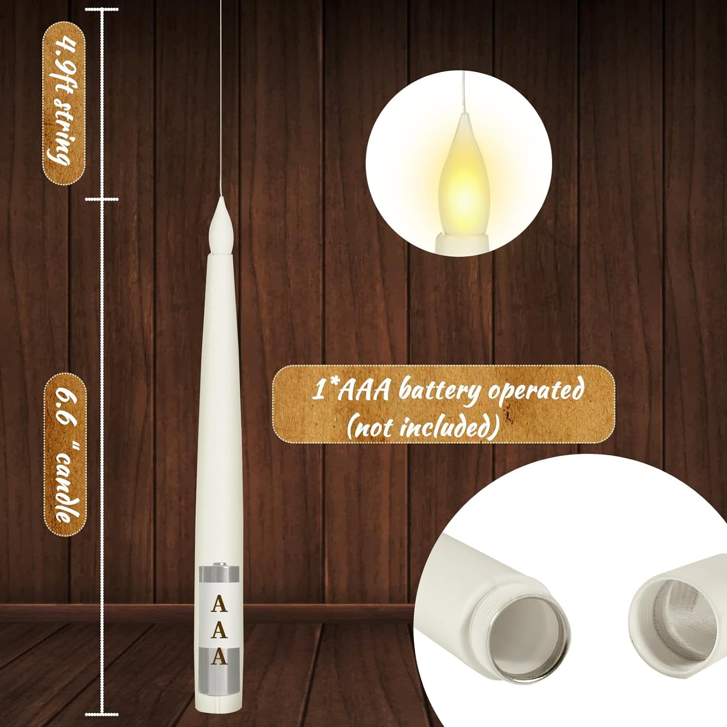 10PCS Floating Candles with Wand, Magic Hanging Candles, Flickering Warm Light LED Flameless Candles with Wand Remote, Halloween Candles Decor Indoor Theme Party