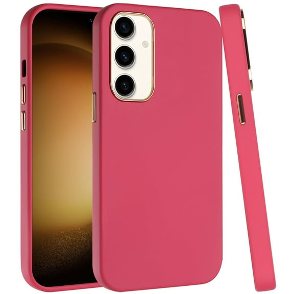 For Samsung Galaxy A16 5G Slim Classic Hybrid Around Rubber Gummy Gel Slick Hard PC Silicone TPU Chromed Button Cover, XPM Phone Case [Hot Pink]