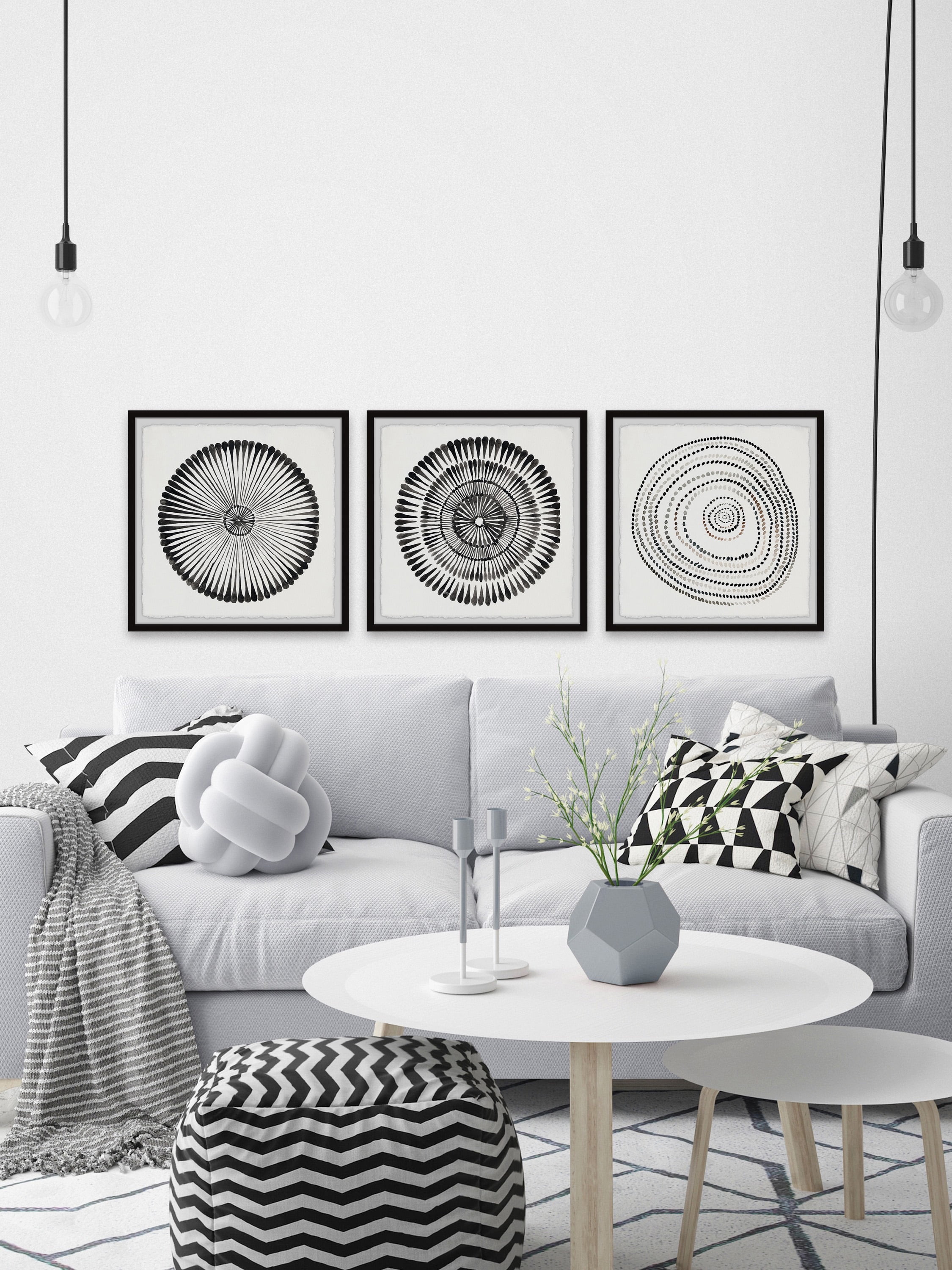 Marmont Hill Circle Bloom Triptych, Art Prints, 96.00" x 1.50"