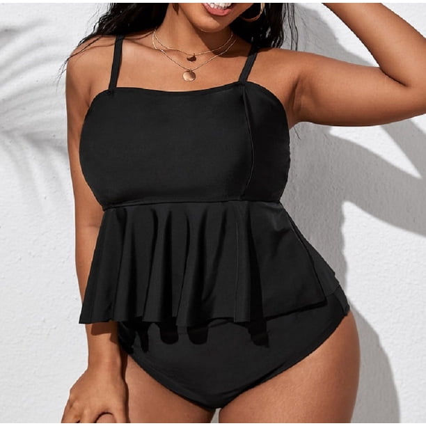 Trajes de baño de talla grande para mujer Trajes de baño de dos piezas con control de abdomen Tops de cintura alta