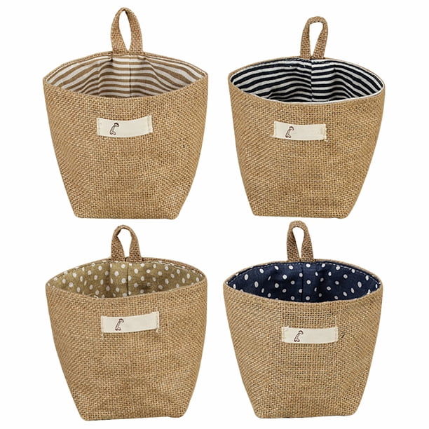 Bolsa De Almacenamiento Cesta De Almacenamiento A Prueba De Humedad De Algodón Y Lino Con Gancho Para Oficina Habitación De Niños Y Sala De Estar ANGGREK Cotton and Linen Storage Basket