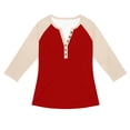 thumbnail image 4 of LODIENY Plus Size (S-5XL) Casual Slim Fit T-Shirts for Men Henley Button Down Shirt Raglan 3/4 Sleeve Color Block Jersey Baseball Tops Red L, 4 of 5