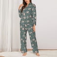 thumbnail image 2 of Fotbe Hedgehogs and Flowers Pattern Long Sleeve Pajama Set for Women,Sleepwear Set,2-piece Loungewear Set,Soft PJs Comfy Nightwear with Pockets -Medium, 2 of 7