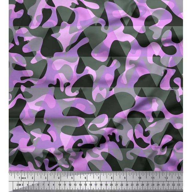 Soimoi Viscose Chiffon Fabric Two Tone Camouflage Print Fabric by Yard 42 Inch Wide