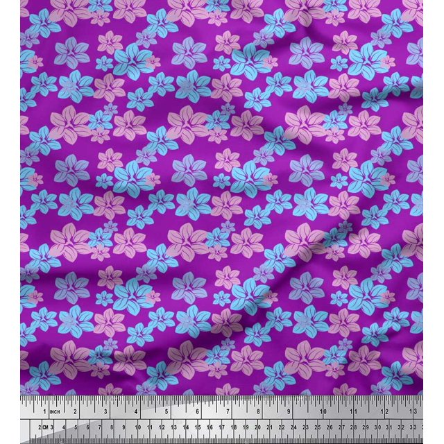 Soimoi polyester Crepe Fabric Artistic Floral Printed Craft Fabric by the Yard 52 Inch Wide