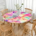 thumbnail image 3 of Colorful Tie Dye Pattern Round Fitted Tablecloth with Elastic Edge,Dining Table Cover Waterproof,Outdoor Round Tablecloth for Camping,Dining,Indoor and Outdoor, 3 of 7