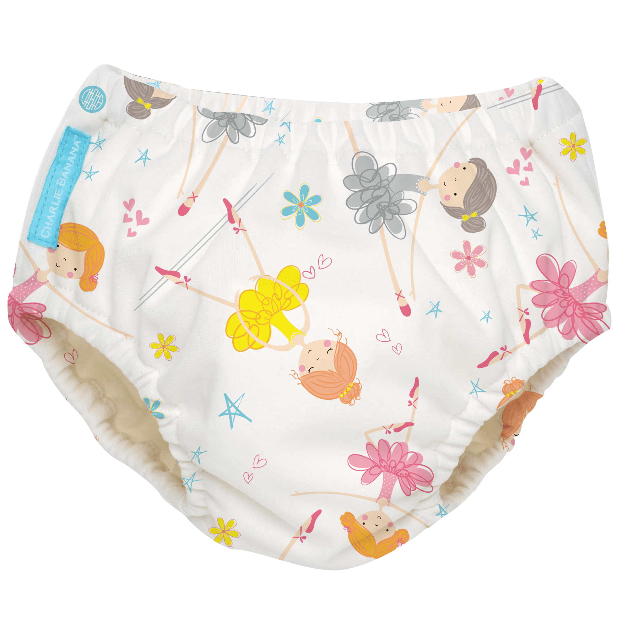 Medium Construction Charlie Banana Baby Easy Snaps Reusable and Washable Swim Diaper for Boys or Girls 