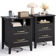 thumbnail image 5 of Lofka 5-Piece Modern Bedroom Furniture Set-Full Bed Frame , 2 Nightstands with Charging Station & LED Lights, 5-Drawer Dresser & 6-Drawer Chest, Black, 5 of 10
