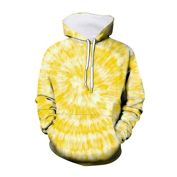Arlun Tie Dye 3D Printed Kids Hoodies Boys Girls Loose Long Sleeve Colorful Hooded Sweatshirts with Pocket 2025 Fall Winter New Child Soft Comfort Pullover Tops Yellow6 13-14Years