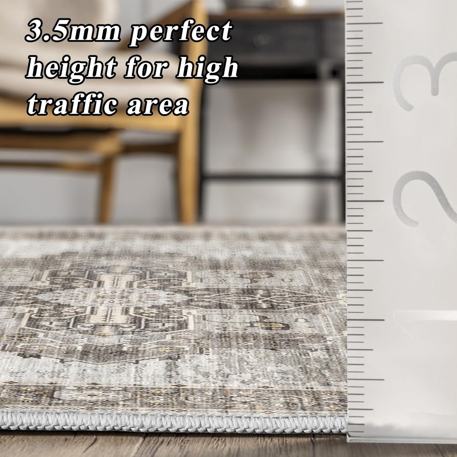 RUUGME Hallway 3x12 Runner Rugs - Boho Rugs for Living Room Stain Resistant Vintage Carpet Tribal Rugs for Bedroom Kitchen Bathroom Non Slip Backing Decor Floor Decoration Mat 3x12 Grey