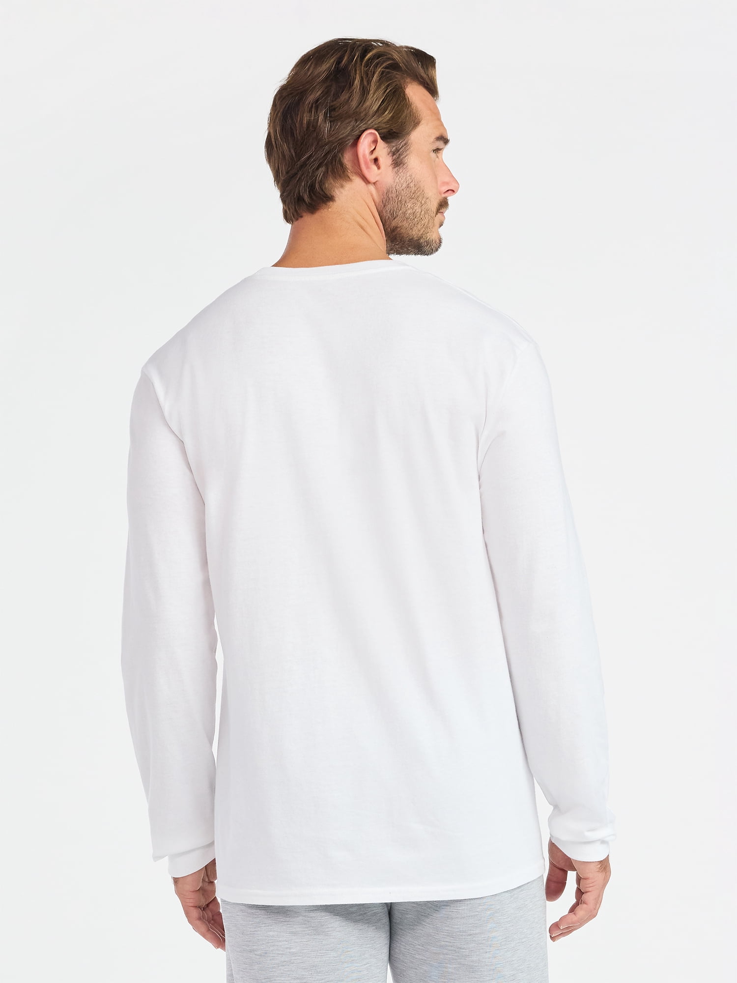 Athletic Works Men's and Big Men's Cotton Tee with Long Sleeves, Sizes S-3XL