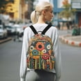 thumbnail image 7 of FORMRS Mini Backpack Purse for Women Travel Daypack Casual Shoulder Bag, Red Colorful Flowers with Dots, 7 of 7