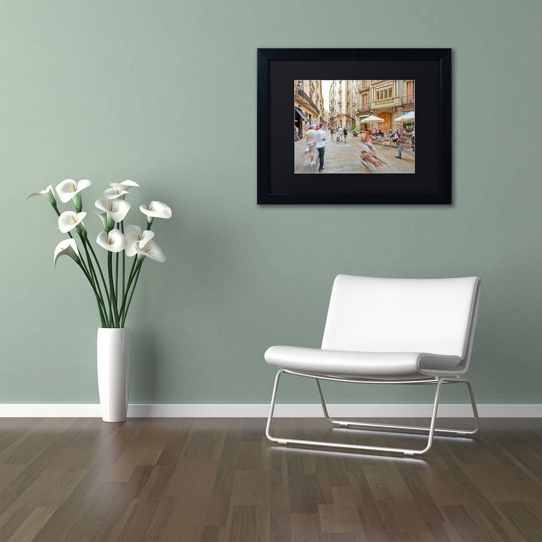 Trademark Fine Art "Ghost Biker Rides Gothic Barcelona" Canvas Art by Yale Gurney, Black Matte, Black Frame