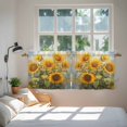 thumbnail image 4 of Sunflower Tier Curtains, Botanical Summer Floral Watercolor Light Filtering Kitchen Curtains, 2Pcs Rod Pocket Half Window Treatments Panels for Sink Cafe Cabinet Camper 27.5x24 Inches, 4 of 9