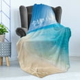 thumbnail image 4 of Beach Soft Flannel Fleece Throw Blanket, Sunny Summer Seashore Clear Sky Seashells Starfish Clouds Aquatic Picture, Cozy Plush for Indoor and Outdoor Use, 70" x 90", Aqua Cream Blue, by Ambesonne, 4 of 5