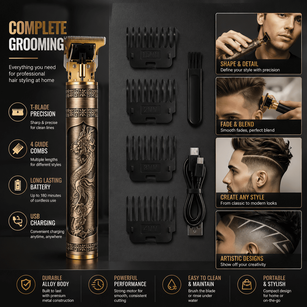 WEEME 4-in-1 Men's Grooming Kit with Hair Clipper, Beard Trimmer