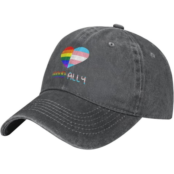 Proud Ally LGBT Rainbow Heart Gay Cowboy hat Baseball Cap Women Sun Hat Men Dad Hat Trucker hat Black