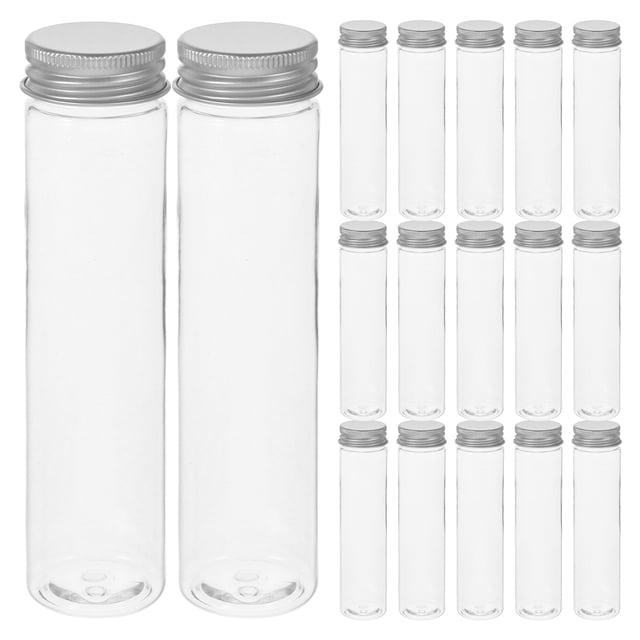 20 piezas tubos de almacenamiento transparentes, contenedores de embalaje, tubos de ensayo, viales de prueba de tubos transparentes, 110ml