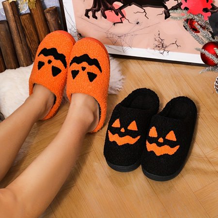 

KCKTHDN Halloween Slippers For Women Pumpkin Slippers Womens Fall Shoes Orange House Slippers For Women Men Indoor And Outdoor Cute Fuzzy Slippers Warm Plush Bedroom Shoes Winter Gifts For Women
