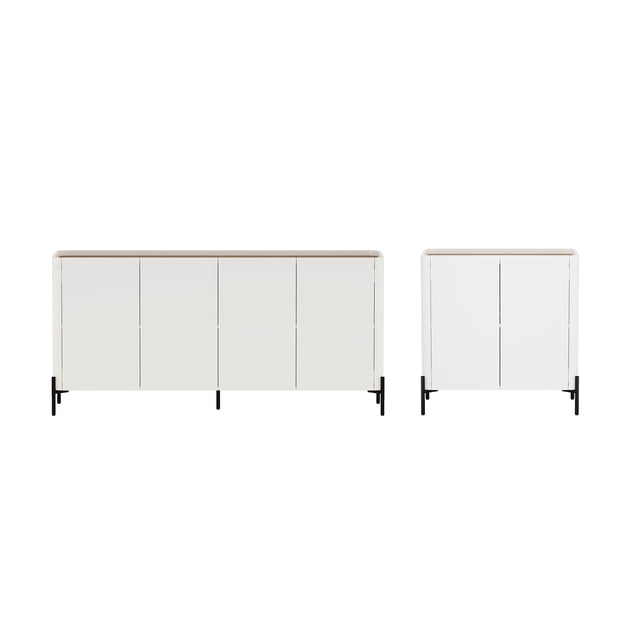 Abbey Buffet Moderne 2 Pcs et Armoire d'Appoint en Érable et Blanc Cassé