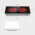 thumbnail image 2 of Placa Eléctrica Vitrocerámica Doble Zona 2000W, 8 Niveles, Temporizador, Superficie de Vidrio, Uso Fijo o Portátil, Certificación NOM, 2 of 7