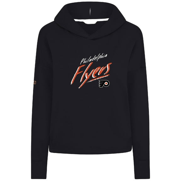Women's Levelwear Black Philadelphia Flyers Sweet Sizzle Tri-Blend Cropped Pullover Hoodie