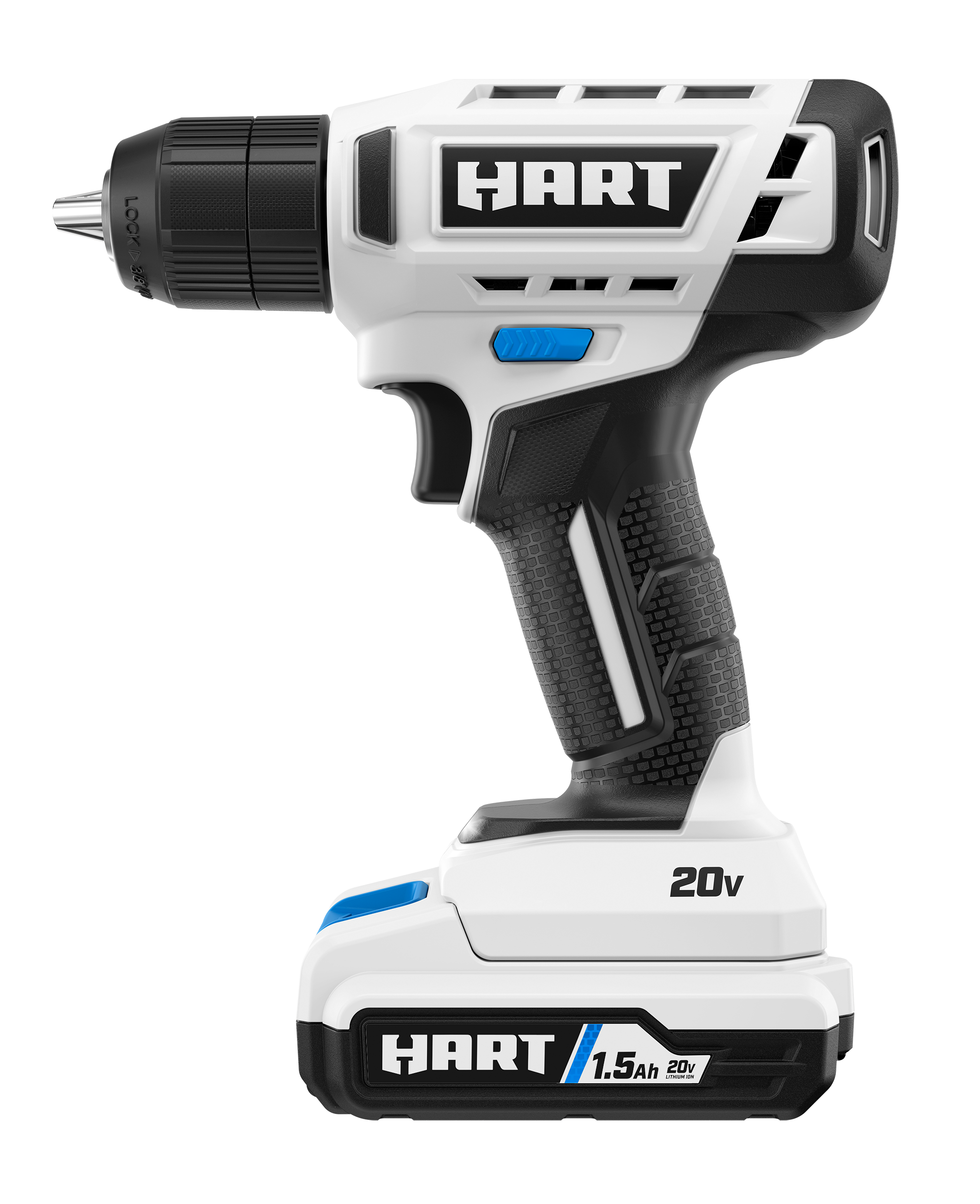 HART 20V 3/8” DRILL/DRIVER KIT WITH 250 FT-LB TORQUE, 1.5AH LITHIUM-ION BATTERY AND CHARGER