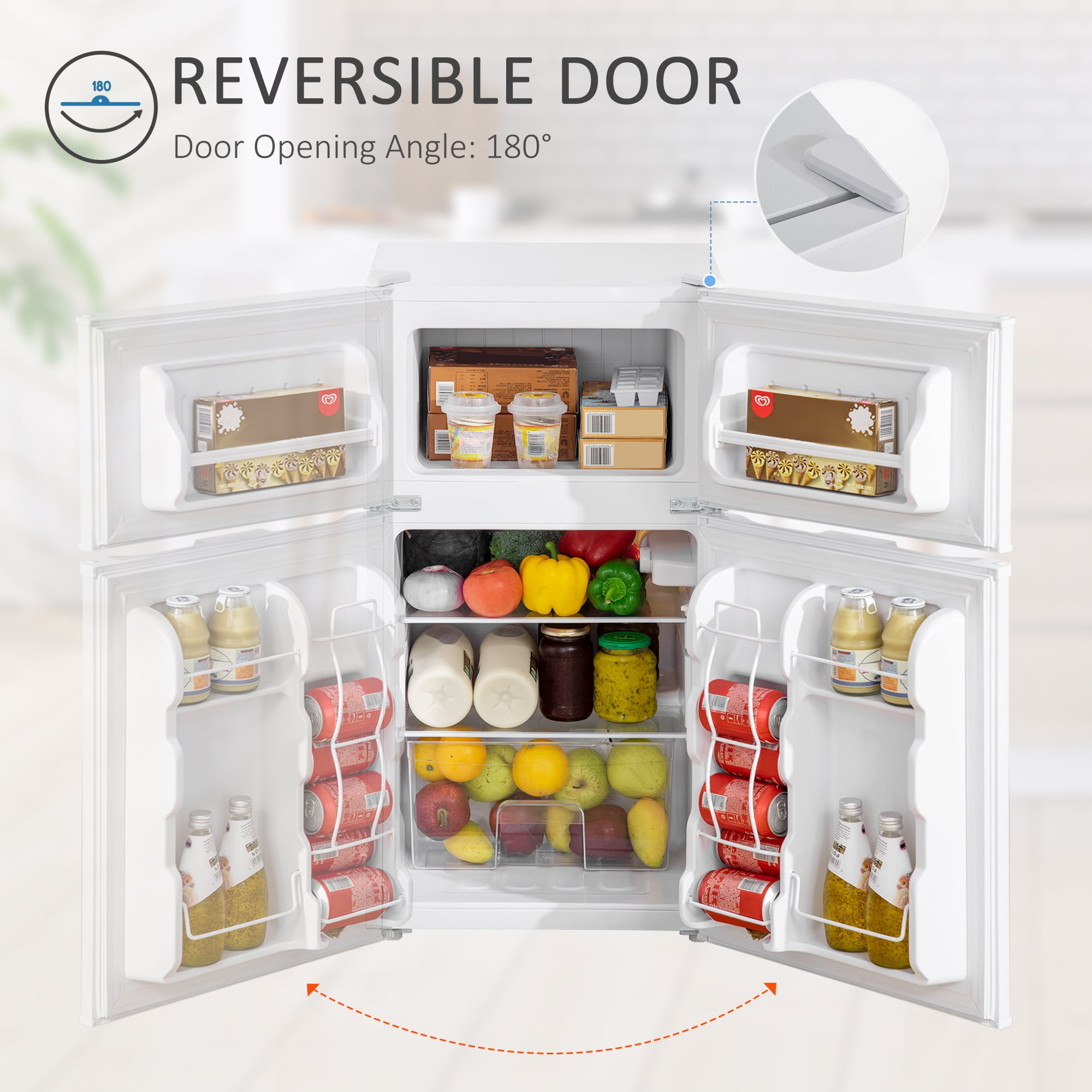 HOMCOM Adjustable Thermostat Refrigerators, Steel/Plastic White