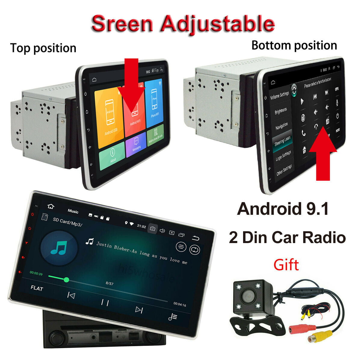 10.1 Zoll 2din Android 9.1 Auto Mp5 Spieler 1080p GPS Navi Radio 2 USB Wi-Fi BT 