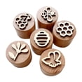 thumbnail image 4 of Sellos de madera redonda de juguetes para aprender, artesanía de arte, sellos de arcilla para tarjetas que hacen bricolaje artesanía de decoraciones Flores de ciclo de abejas, 4 of 8