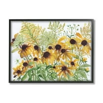 Stupell Industries Layered Yellow Daisy Blooms Wildflower Herb Sprouts Painting Black Framed Art Print Wall Art, Design by unknown