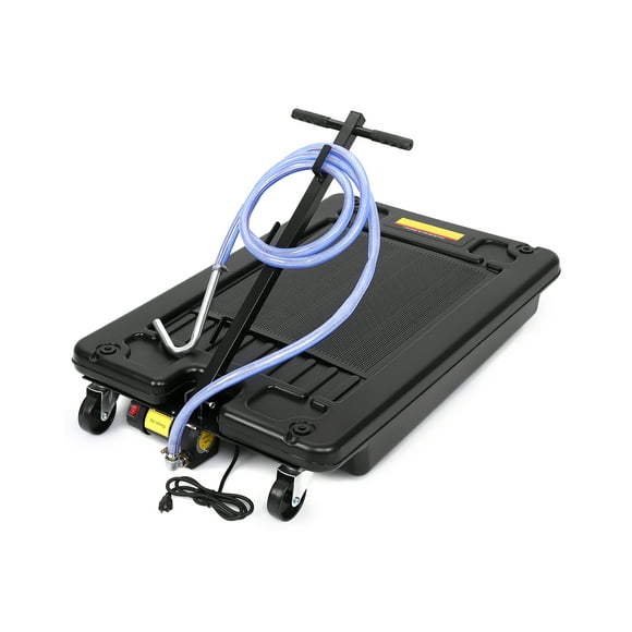 Low Profile Oil Drain Pan, 17/20 Gallon Electric Oil Drain Pan with Pump, Oil Change Pan with 110V Electric Pump, 8FT Hose & Folding Handle, Rolling Oil Drain Cart for Cars, Trucks, Buses, RVs