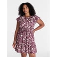 thumbnail image 2 of Time and Tru Women's Cinched Waist Mini Dress with Flutter Sleeves, Sizes XS-XXXL, 2 of 6