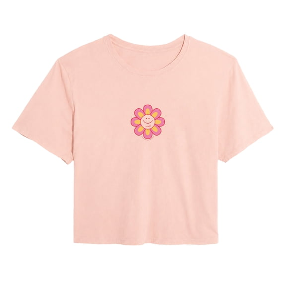 Coca-Cola - Smiley - Juniors Cropped Graphic T-Shirt