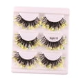 thumbnail image 3 of 3 Pairs Luminous False Eyelashes, Dramatic Shining Colorful Fun Eyelashes Decor, Yellow, 3 of 8