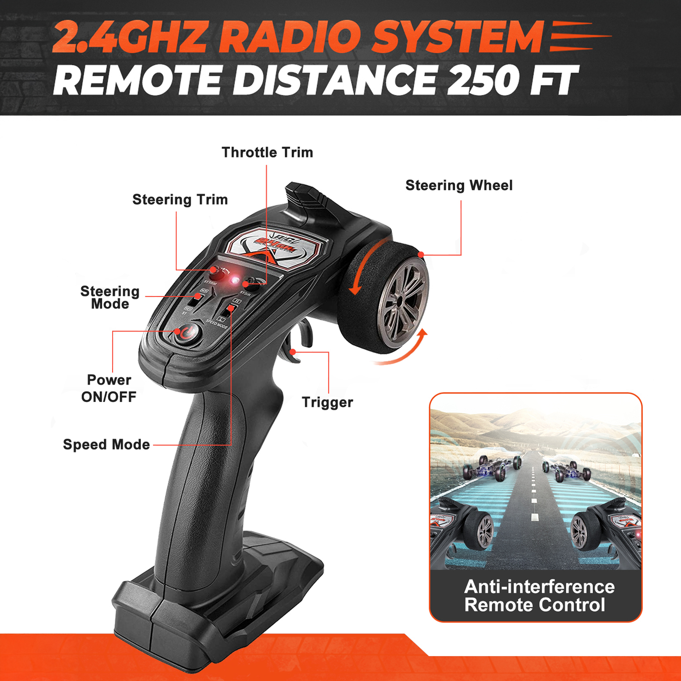 YCFUN Hobby Grade 1:12 RC Monster Truck, 4WD High-Speed 45km/h Off-Road RC Truck with Rechargeable Battery, All-Terrain RC Car for Kids Boys & Adults