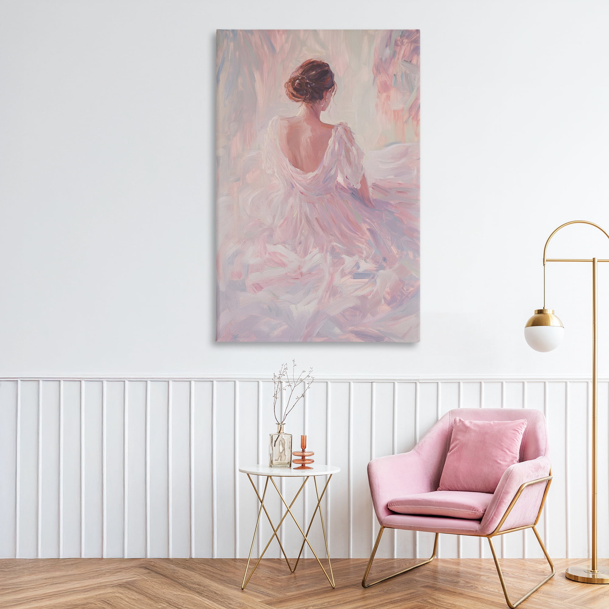 Stupell Industries Graceful Woman in Blush Gown Canvas Wall Art, design by Petal Prints Design