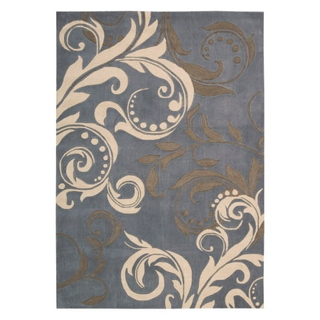 Modern Paisley Rug - Nourison Contour Modern Paisley Polyester Rug, Silver