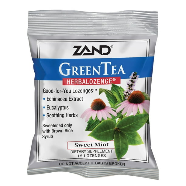 Zand HerbaLozenge Green Tea Echinacea & Eucalyptus Lozenges w