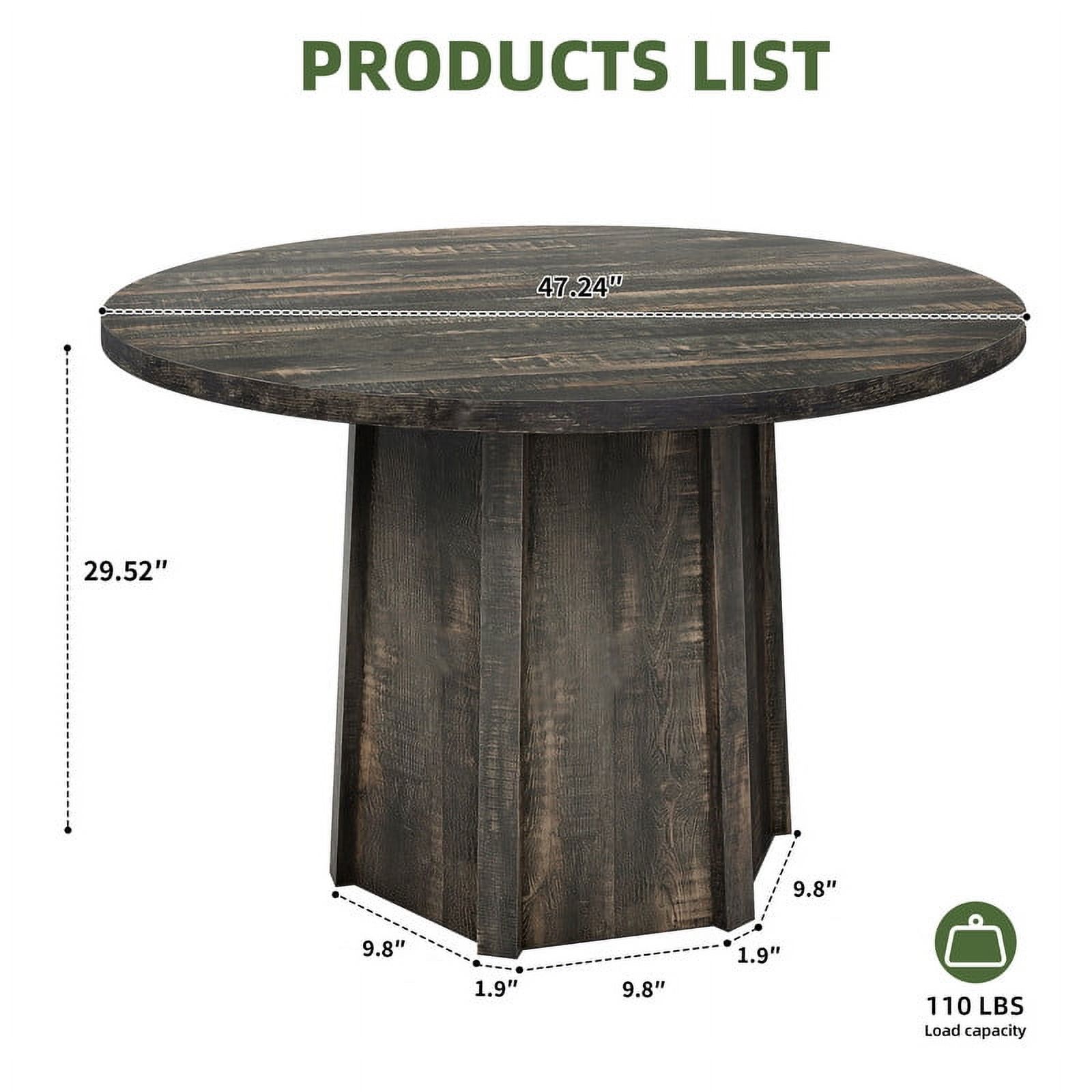 Uforic 47" Wood Dining Table for 4 People, Farmhouse Round Kitchen Table, Circle Dining Table for Kitchen Living Room, Gray