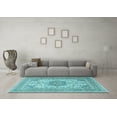 thumbnail image 3 of Ahgly Company Indoor Square Medallion Light Blue Traditional Area Rugs, 3' Square, 3 of 4